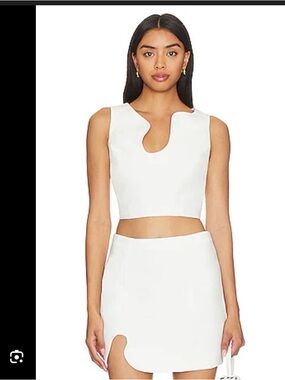 Amanda Uprichard White Cutout Puzzle Sleeveless Crop Top